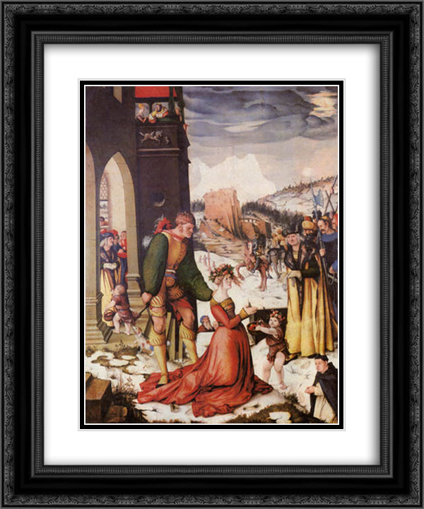Beheading of St. Dorothea 20x24 Black Ornate Wood Framed Art Print Poster with Double Matting by Baldung, Hans
