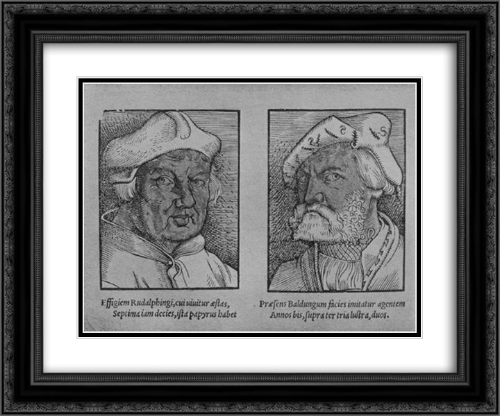 Hans Baldung Grien and John Rudalfinger 24x20 Black Ornate Wood Framed Art Print Poster with Double Matting by Baldung, Hans