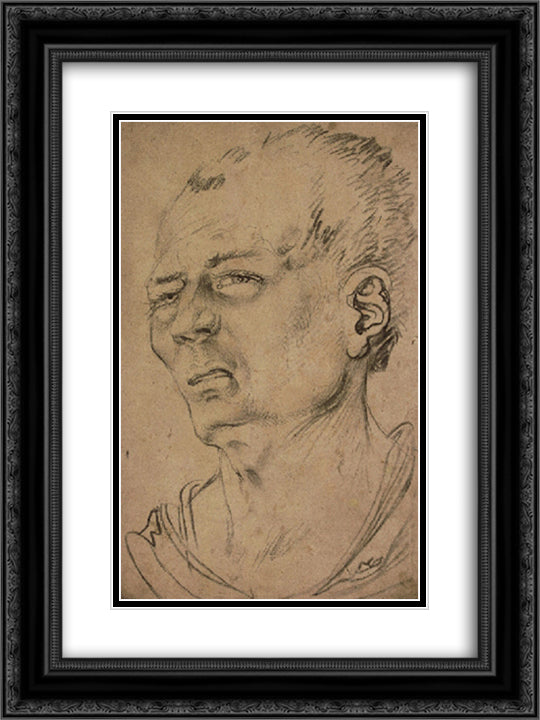 Head of man 18x24 Black Ornate Wood Framed Art Print Poster with Double Matting by Baldung, Hans