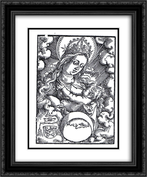 Madonna nursing 20x24 Black Ornate Wood Framed Art Print Poster with Double Matting by Baldung, Hans