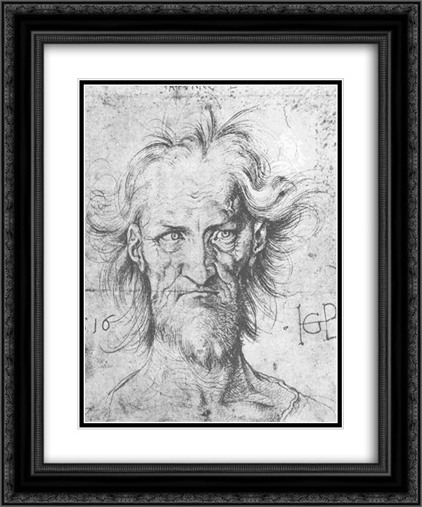 Male head 20x24 Black Ornate Wood Framed Art Print Poster with Double Matting by Baldung, Hans