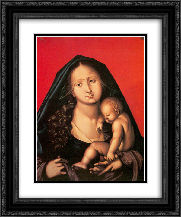 Maria with the sleeping child 20x24 Black Ornate Wood Framed Art Print Poster with Double Matting by Baldung, Hans