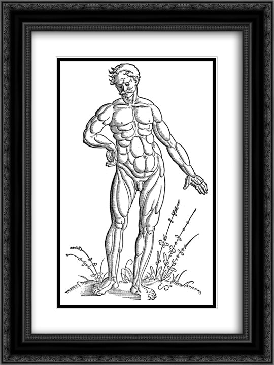 Muscle man standing 18x24 Black Ornate Wood Framed Art Print Poster with Double Matting by Baldung, Hans