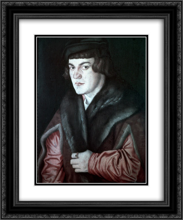 Self-Portrait 20x24 Black Ornate Wood Framed Art Print Poster with Double Matting by Baldung, Hans