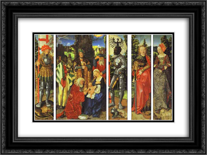 The Three Kings Altarpiece 24x18 Black Ornate Wood Framed Art Print Poster with Double Matting by Baldung, Hans