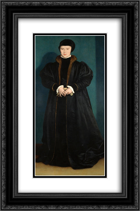 Christina of Denmark 16x24 Black Ornate Wood Framed Art Print Poster with Double Matting by Holbein the Younger, Hans