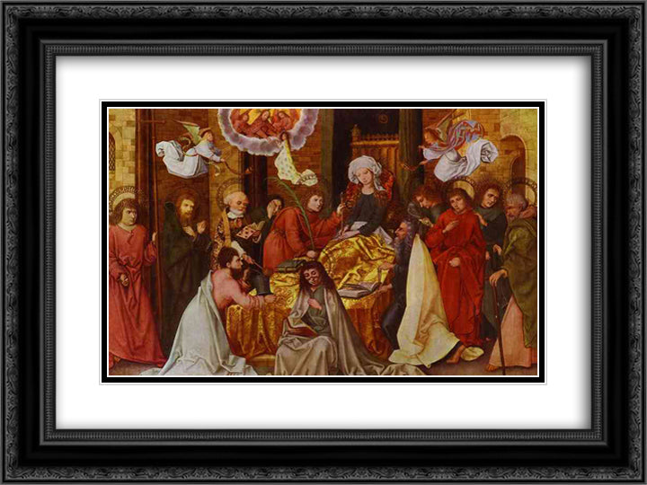 Death of the Virgin 24x18 Black Ornate Wood Framed Art Print Poster with Double Matting by Holbein the Younger, Hans