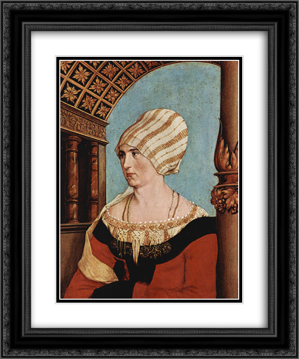 Dorothea Kannengiesser 20x24 Black Ornate Wood Framed Art Print Poster with Double Matting by Holbein the Younger, Hans