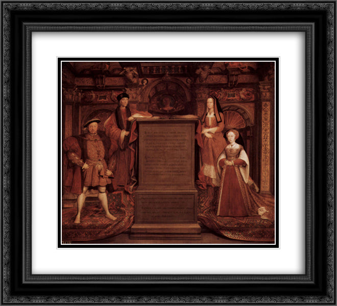 Henry VII, Elisabeth of York, Henry VIII and Jane Seymour 22x20 Black Ornate Wood Framed Art Print Poster with Double Matting by Holbein the Younger, Hans