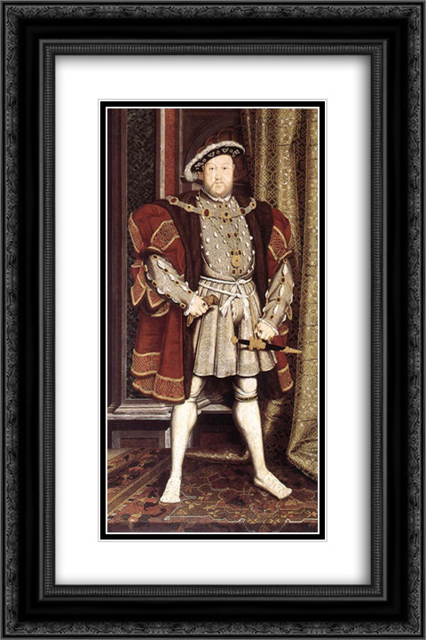 Henry VIII 16x24 Black Ornate Wood Framed Art Print Poster with Double Matting by Holbein the Younger, Hans
