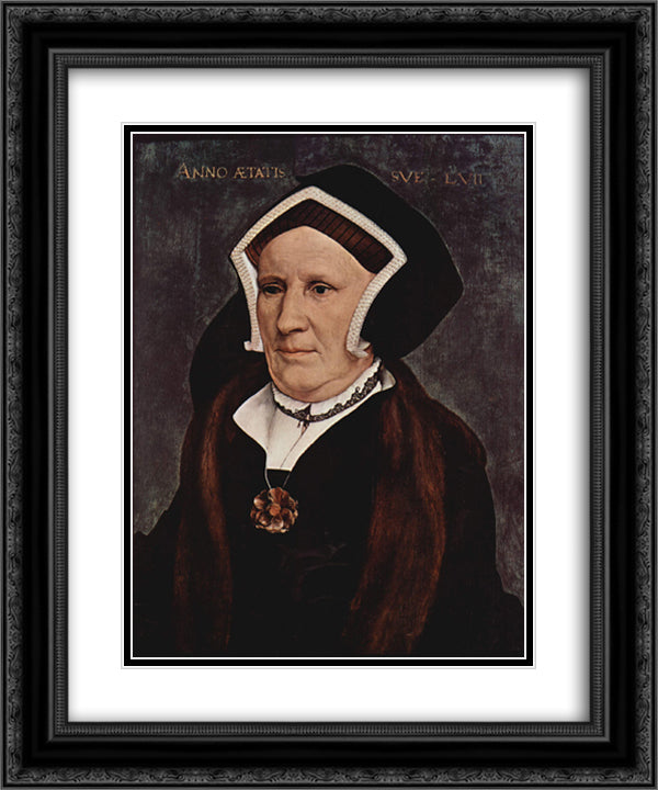 Lady Butts 20x24 Black Ornate Wood Framed Art Print Poster with Double Matting by Holbein the Younger, Hans