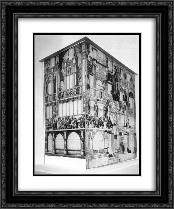 Model of the dance house in Basel 20x24 Black Ornate Wood Framed Art Print Poster with Double Matting by Holbein the Younger, Hans