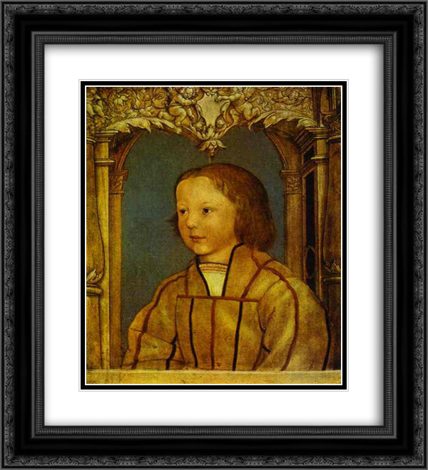 Portrait of a Boy with Blond Hair 20x22 Black Ornate Wood Framed Art Print Poster with Double Matting by Holbein the Younger, Hans