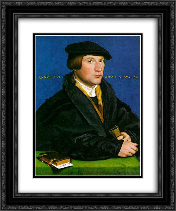 Portrait of a Member of the Wedigh Family 20x24 Black Ornate Wood Framed Art Print Poster with Double Matting by Holbein the Younger, Hans