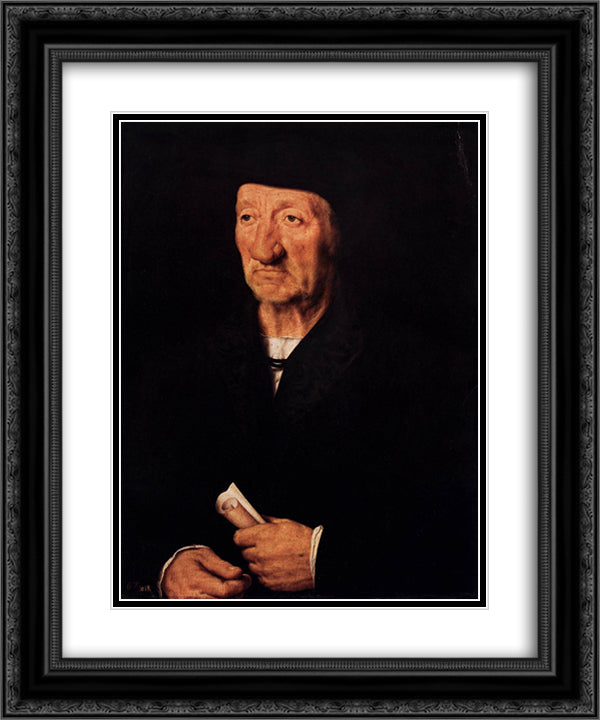 Portrait of an Old Man 20x24 Black Ornate Wood Framed Art Print Poster with Double Matting by Holbein the Younger, Hans