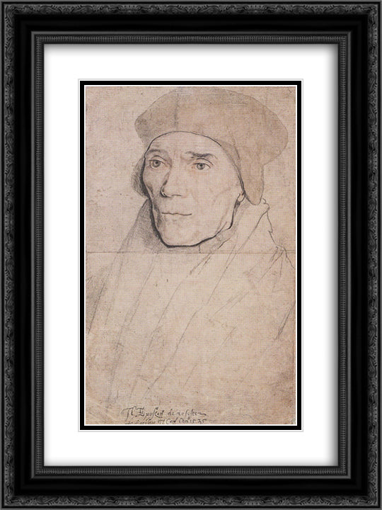 Portrait of Bishop John Fisher 18x24 Black Ornate Wood Framed Art Print Poster with Double Matting by Holbein the Younger, Hans