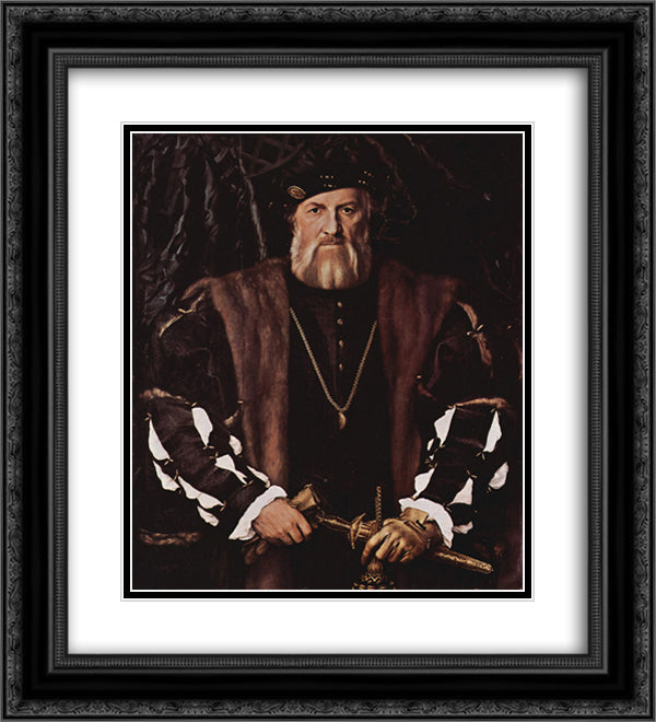 Portrait of Charles de Solier 20x22 Black Ornate Wood Framed Art Print Poster with Double Matting by Holbein the Younger, Hans