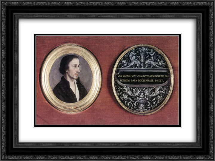 Portrait of Philipp Melanchthon 24x18 Black Ornate Wood Framed Art Print Poster with Double Matting by Holbein the Younger, Hans