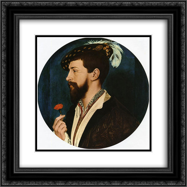 Portrait of Simon George of Quocote 20x20 Black Ornate Wood Framed Art Print Poster with Double Matting by Holbein the Younger, Hans