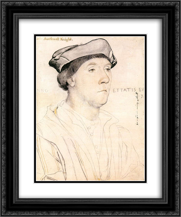 Portrait of Sir Richard Southwell 20x24 Black Ornate Wood Framed Art Print Poster with Double Matting by Holbein the Younger, Hans
