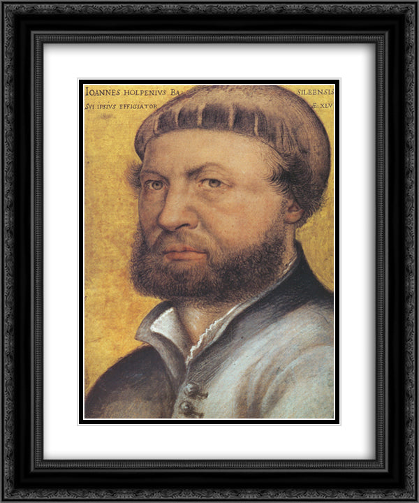 Self Portrait 20x24 Black Ornate Wood Framed Art Print Poster with Double Matting by Holbein the Younger, Hans