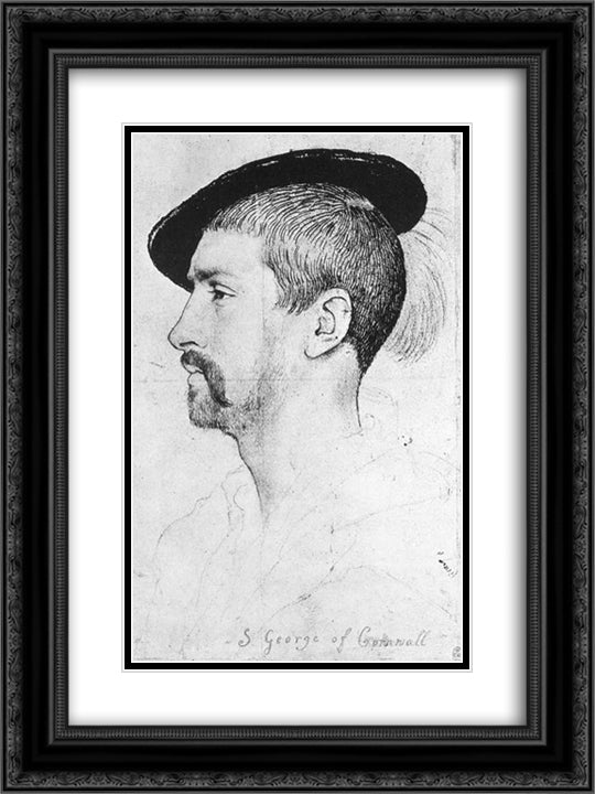 Simon George of Quocote 18x24 Black Ornate Wood Framed Art Print Poster with Double Matting by Holbein the Younger, Hans