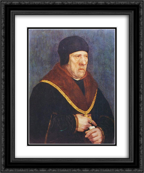 Sir Henry Wyatt 20x24 Black Ornate Wood Framed Art Print Poster with Double Matting by Holbein the Younger, Hans