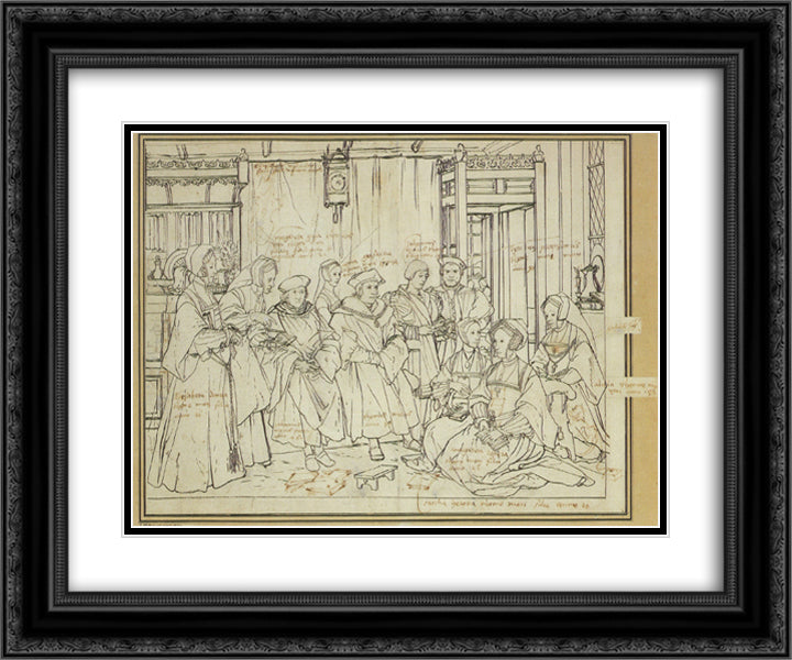 Study for the Family Portrait of Thomas More 24x20 Black Ornate Wood Framed Art Print Poster with Double Matting by Holbein the Younger, Hans