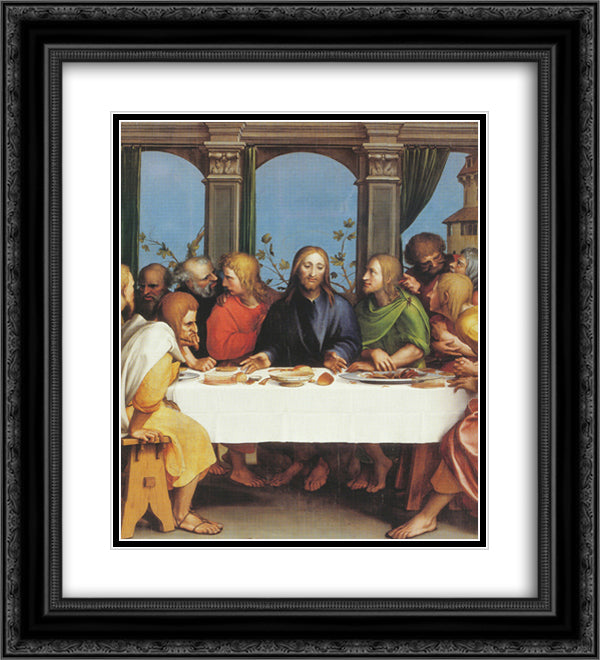 The Last Supper 20x22 Black Ornate Wood Framed Art Print Poster with Double Matting by Holbein the Younger, Hans