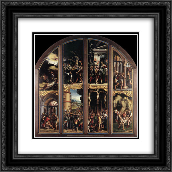 The Passion 20x20 Black Ornate Wood Framed Art Print Poster with Double Matting by Holbein the Younger, Hans