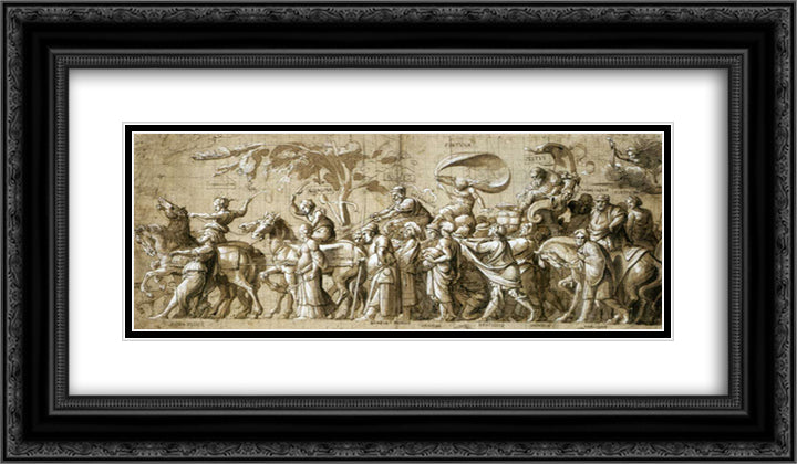 Triumph of Wealth 24x14 Black Ornate Wood Framed Art Print Poster with Double Matting by Holbein the Younger, Hans