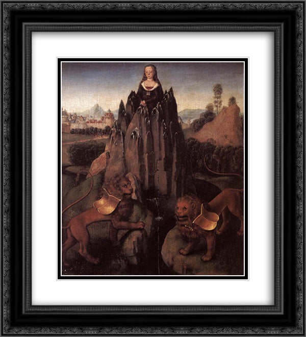 Allegory with a Virgin 20x22 Black Ornate Wood Framed Art Print Poster with Double Matting by Memling, Hans