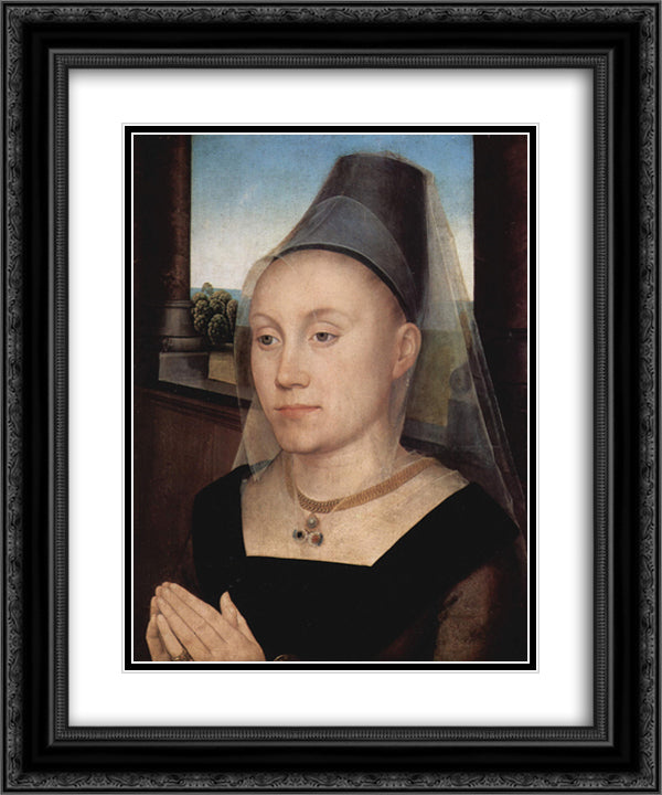 Barbara de Vlaenderberch 20x24 Black Ornate Wood Framed Art Print Poster with Double Matting by Memling, Hans