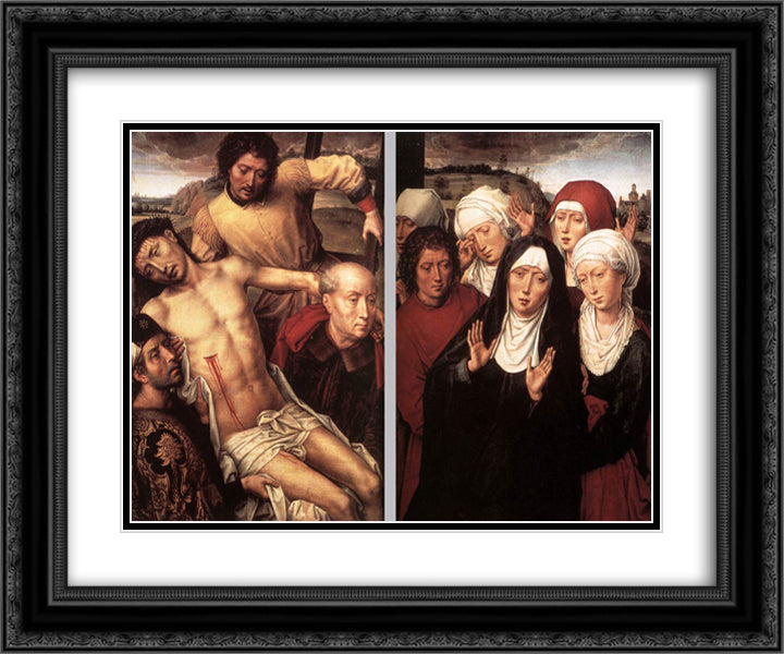 Diptych with the Deposition 24x20 Black Ornate Wood Framed Art Print Poster with Double Matting by Memling, Hans