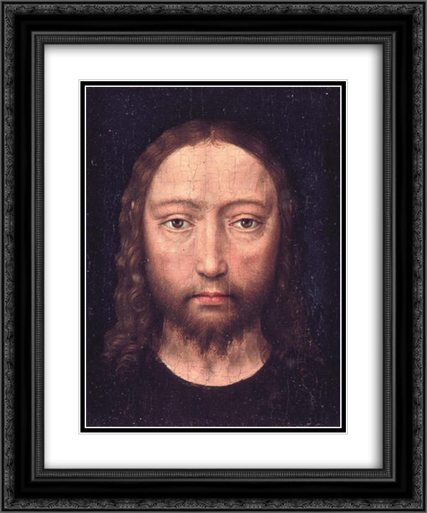 Head of Christ 20x24 Black Ornate Wood Framed Art Print Poster with Double Matting by Memling, Hans