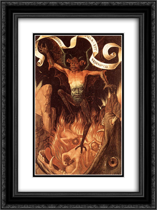 Hell 18x24 Black Ornate Wood Framed Art Print Poster with Double Matting by Memling, Hans