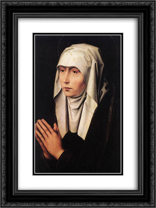 Mater Dolorosa 18x24 Black Ornate Wood Framed Art Print Poster with Double Matting by Memling, Hans