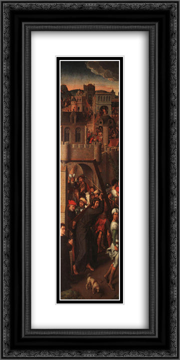 Passion (Greverade) Altarpiece (left wing) 12x24 Black Ornate Wood Framed Art Print Poster with Double Matting by Memling, Hans