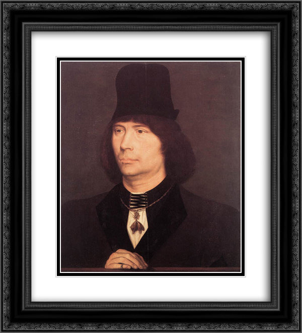 Portrait of Anthony of Burgundy 20x22 Black Ornate Wood Framed Art Print Poster with Double Matting by Memling, Hans