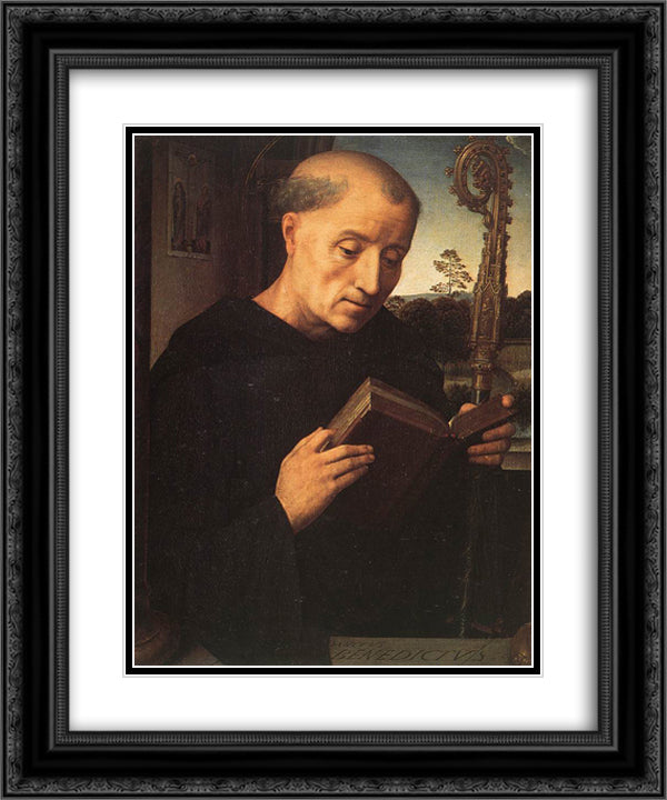 Portrait of Benedetto di Tommaso Portinari 20x24 Black Ornate Wood Framed Art Print Poster with Double Matting by Memling, Hans