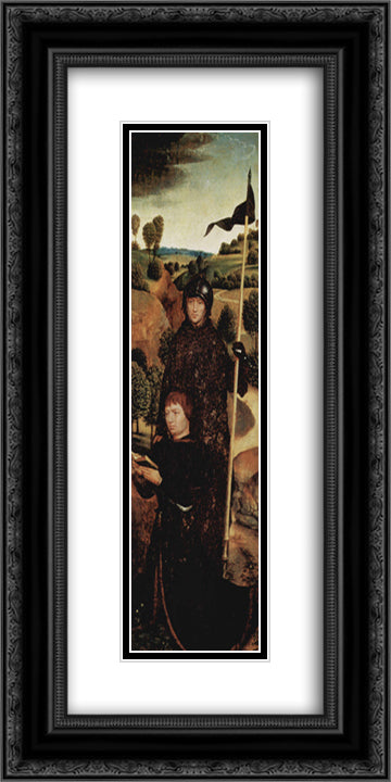Praying Donor with St. William of Maleval 12x24 Black Ornate Wood Framed Art Print Poster with Double Matting by Memling, Hans