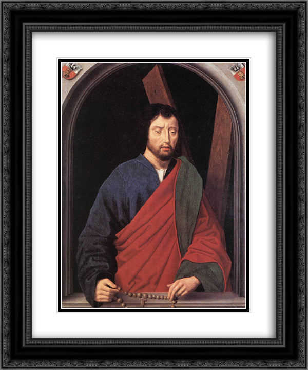 St. Andrew (left wing of a diptych, reverse) 20x24 Black Ornate Wood Framed Art Print Poster with Double Matting by Memling, Hans