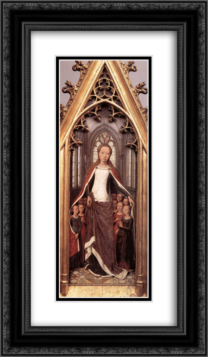 St. Ursula and the Holy Virgins, from the Reliquary of St. Ursula 14x24 Black Ornate Wood Framed Art Print Poster with Double Matting by Memling, Hans