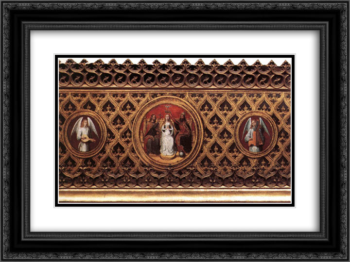 St. Ursula Shrine Medallions 24x18 Black Ornate Wood Framed Art Print Poster with Double Matting by Memling, Hans