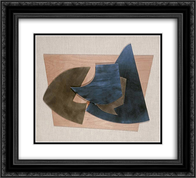 Cohesion VII 22x20 Black Ornate Wood Framed Art Print Poster with Double Matting by Richter, Hans
