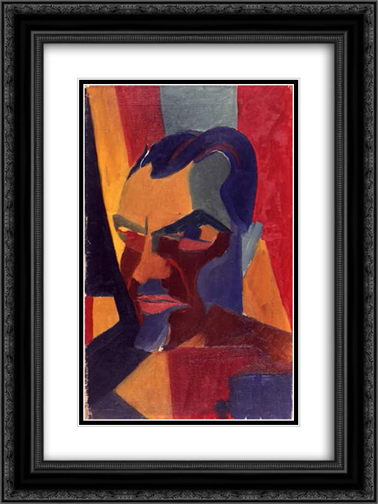 Self Portrait 18x24 Black Ornate Wood Framed Art Print Poster with Double Matting by Richter, Hans