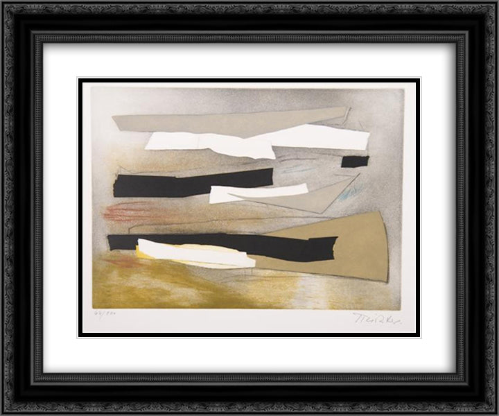 Sur une jambe 24x20 Black Ornate Wood Framed Art Print Poster with Double Matting by Richter, Hans