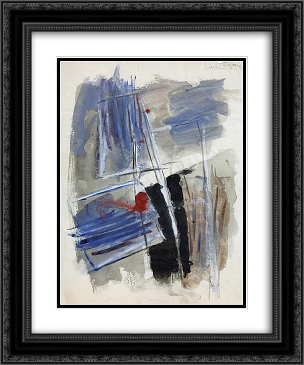Untitled - no. 817B 20x24 Black Ornate Wood Framed Art Print Poster with Double Matting by Richter, Hans
