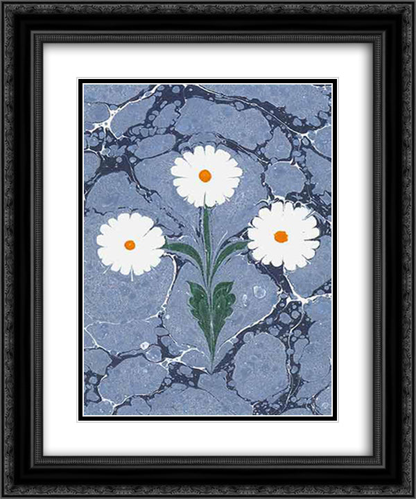 Ebru (attributed) 20x24 Black Ornate Wood Framed Art Print Poster with Double Matting by Mehmed Efendi, Hatip