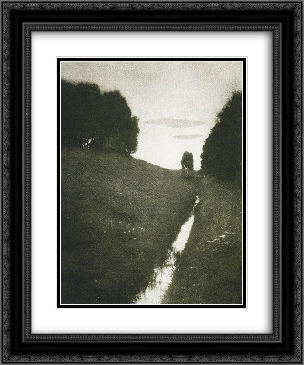 Crepuscule 20x24 Black Ornate Wood Framed Art Print Poster with Double Matting by Kuhn, Heinrich